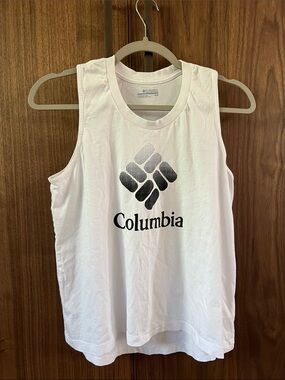 Columbia White Tank Top with Black Logo